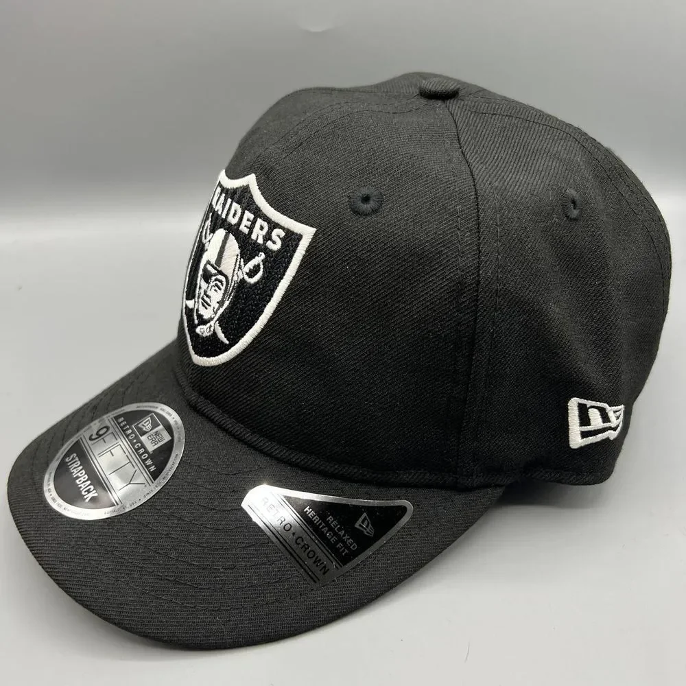 Las Vegas Raiders Hat Men Black Retro‎ Crown 9Fifty New Era Strap Back Cap New